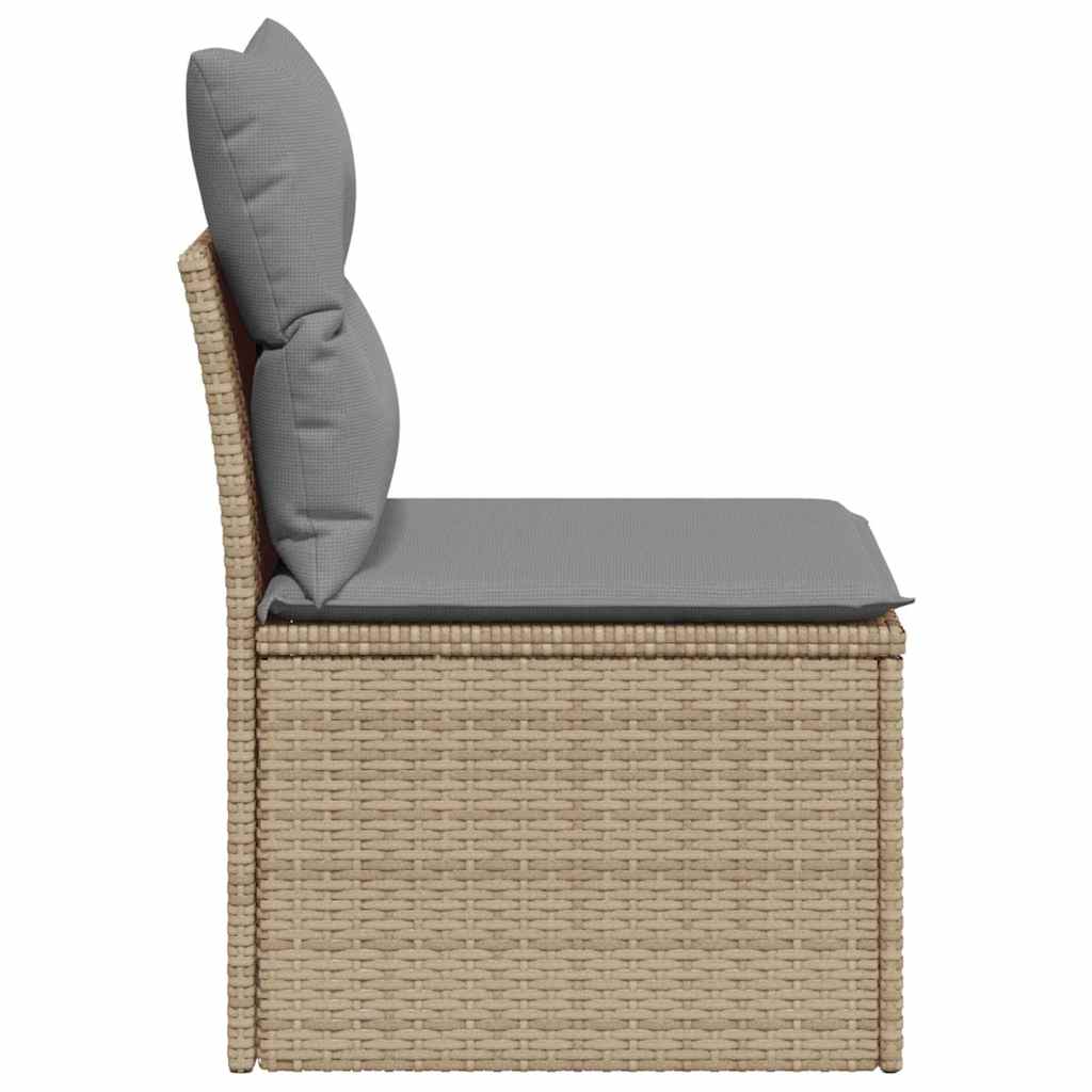 Divano Giardino Senza Braccioli con Cuscini Beige in Polyrattan - homemem39