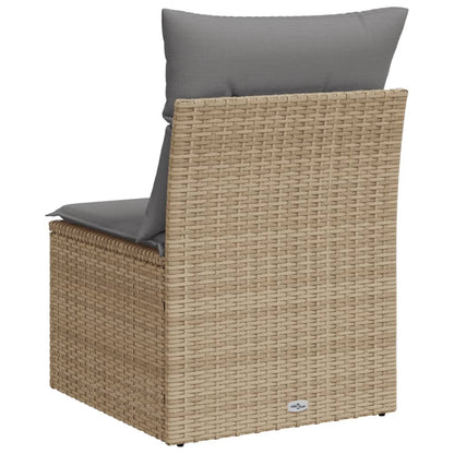 Divano Giardino Senza Braccioli con Cuscini Beige in Polyrattan - homemem39