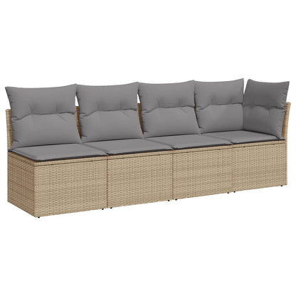 Divano da Giardino con Cuscini a 4 Posti Beige in Polyrattan - homemem39