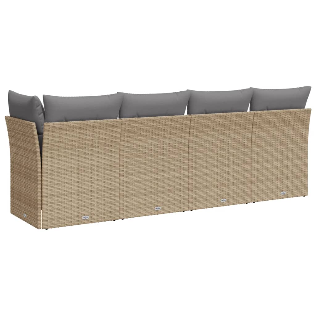 Divano da Giardino con Cuscini a 4 Posti Beige in Polyrattan - homemem39