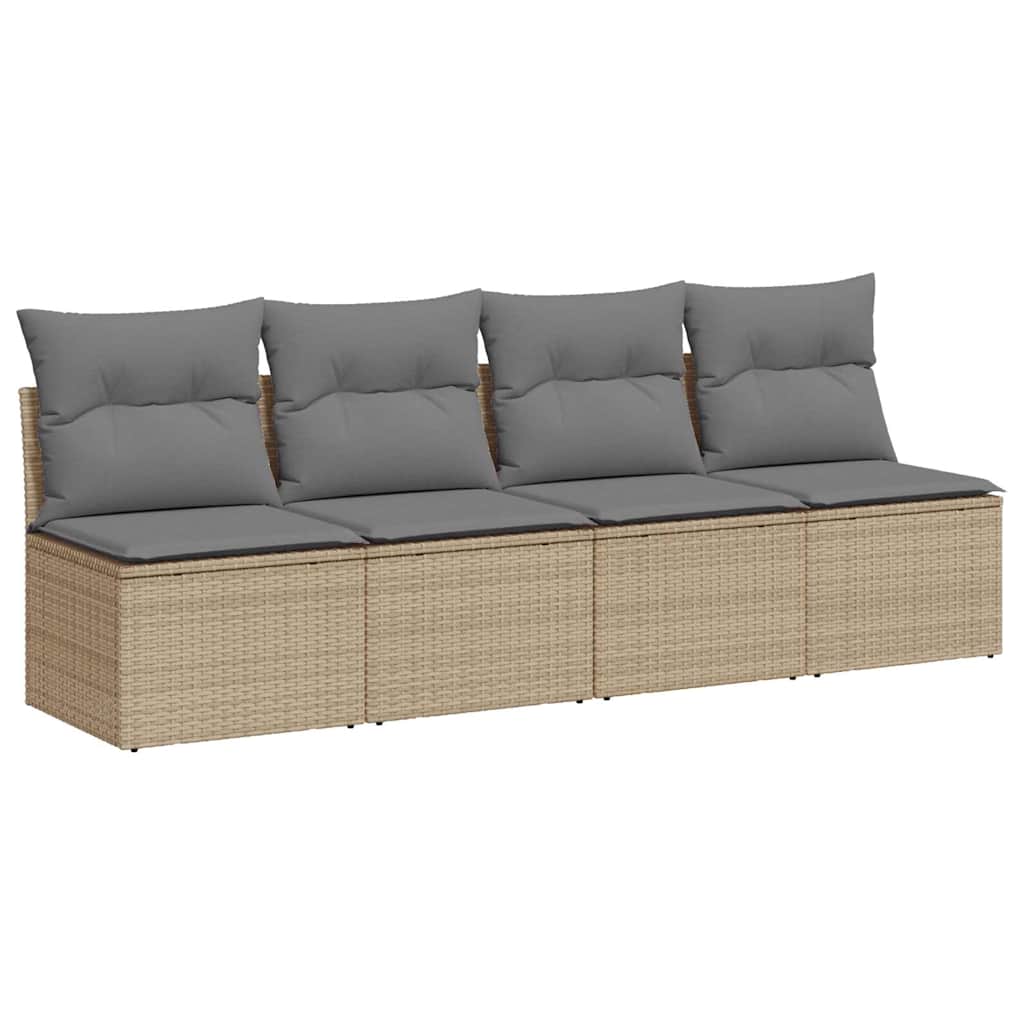 Divano da Giardino con Cuscini a 4 Posti Beige in Polyrattan - homemem39