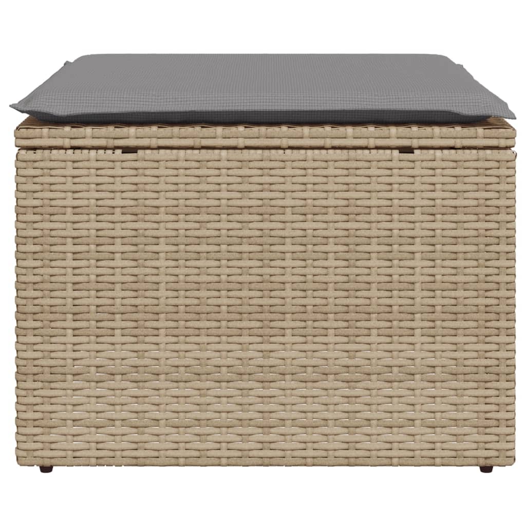 Sgabello Giardino con Cuscino Beige 55x55x37 cm in Polyrattan - homemem39