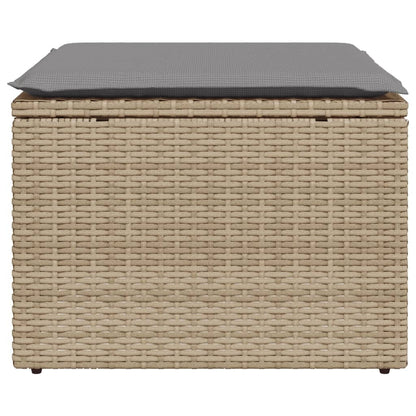 Sgabello Giardino con Cuscino Beige 55x55x37 cm in Polyrattan - homemem39