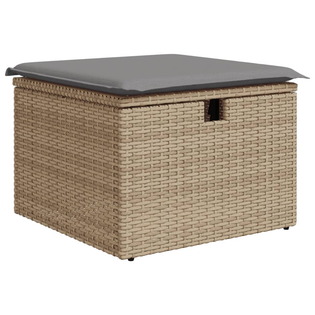 Sgabello Giardino con Cuscino Beige 55x55x37 cm in Polyrattan | homemem39