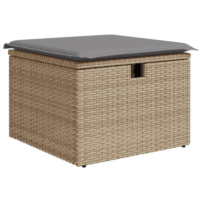 Sgabello Giardino con Cuscino Beige 55x55x37 cm in Polyrattan | homemem39