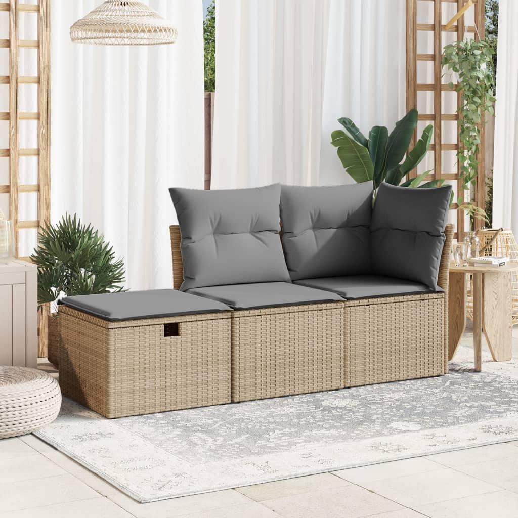 Sgabello Giardino con Cuscino Beige 55x55x37 cm in Polyrattan | homemem39