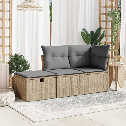 Sgabello Giardino con Cuscino Beige 55x55x37 cm in Polyrattan - homemem39