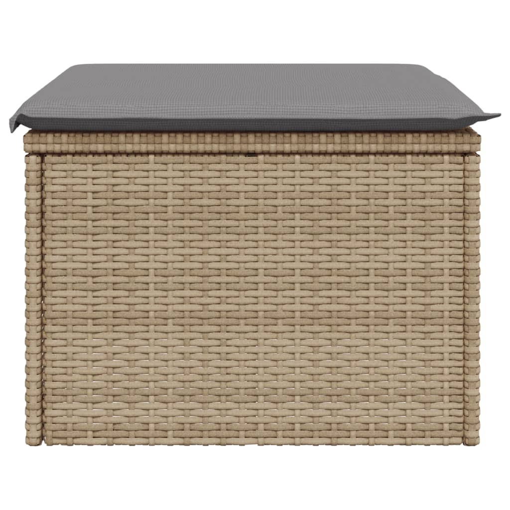 Sgabello Giardino con Cuscino Beige 55x55x37 cm in Polyrattan - homemem39