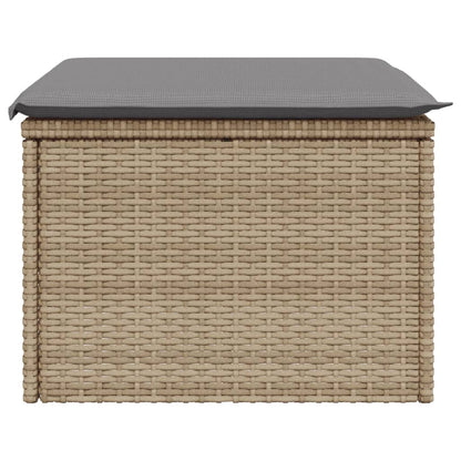 Sgabello Giardino con Cuscino Beige 55x55x37 cm in Polyrattan - homemem39