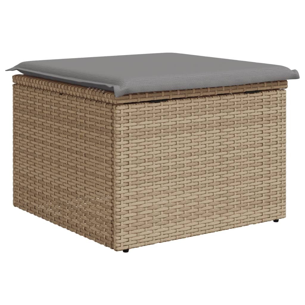 Sgabello Giardino con Cuscino Beige 55x55x37 cm in Polyrattan - homemem39