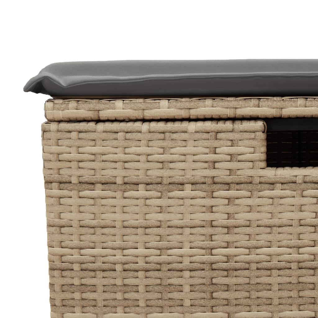 Sgabello Giardino con Cuscino Beige 55x55x37 cm in Polyrattan | homemem39
