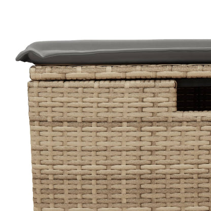 Sgabello Giardino con Cuscino Beige 55x55x37 cm in Polyrattan - homemem39