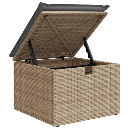 Sgabello Giardino con Cuscino Beige 55x55x37 cm in Polyrattan | homemem39