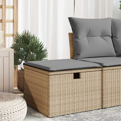 Sgabello Giardino con Cuscino Beige 55x55x37 cm in Polyrattan | homemem39