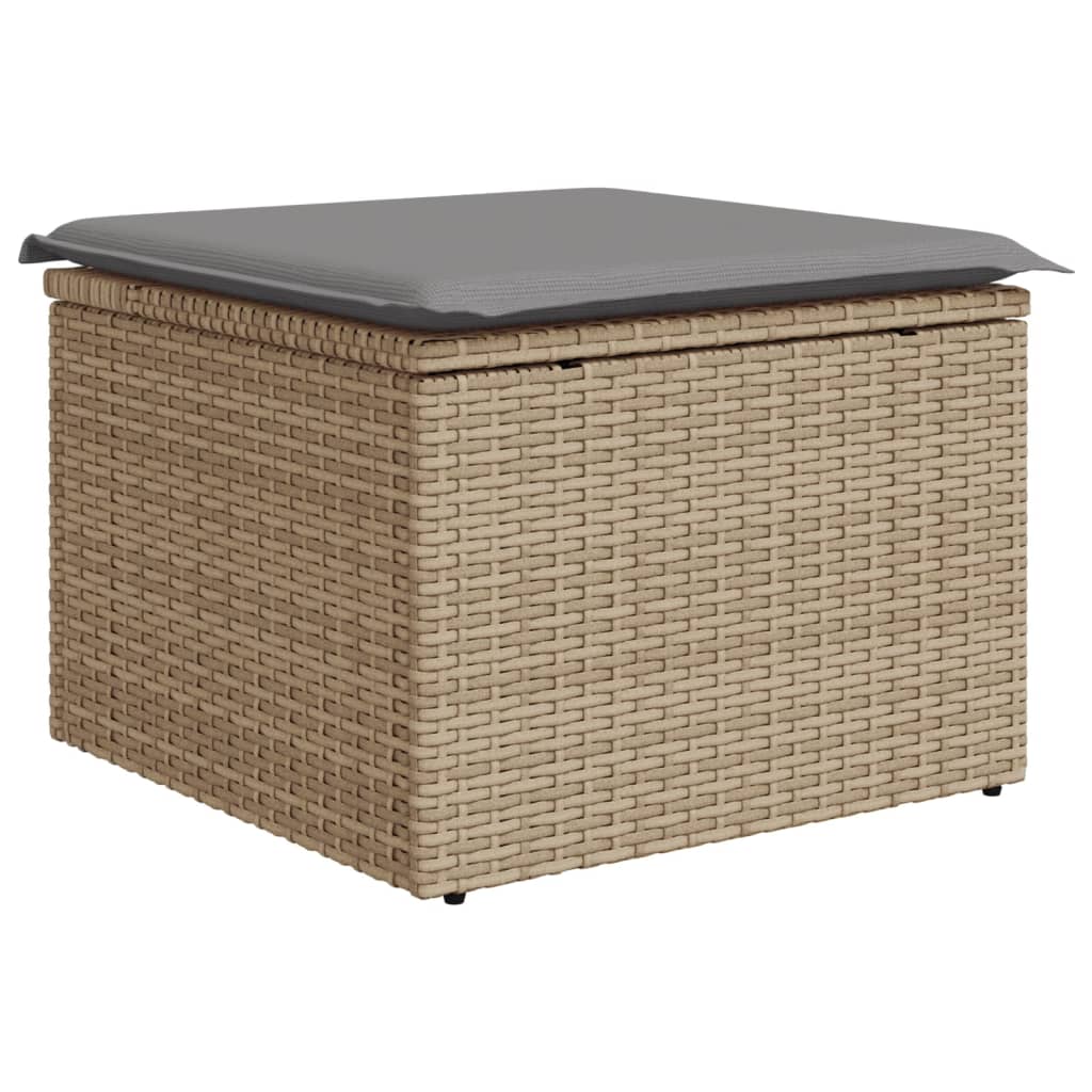 Sgabello Giardino con Cuscino Beige 55x55x37 cm in Polyrattan | homemem39