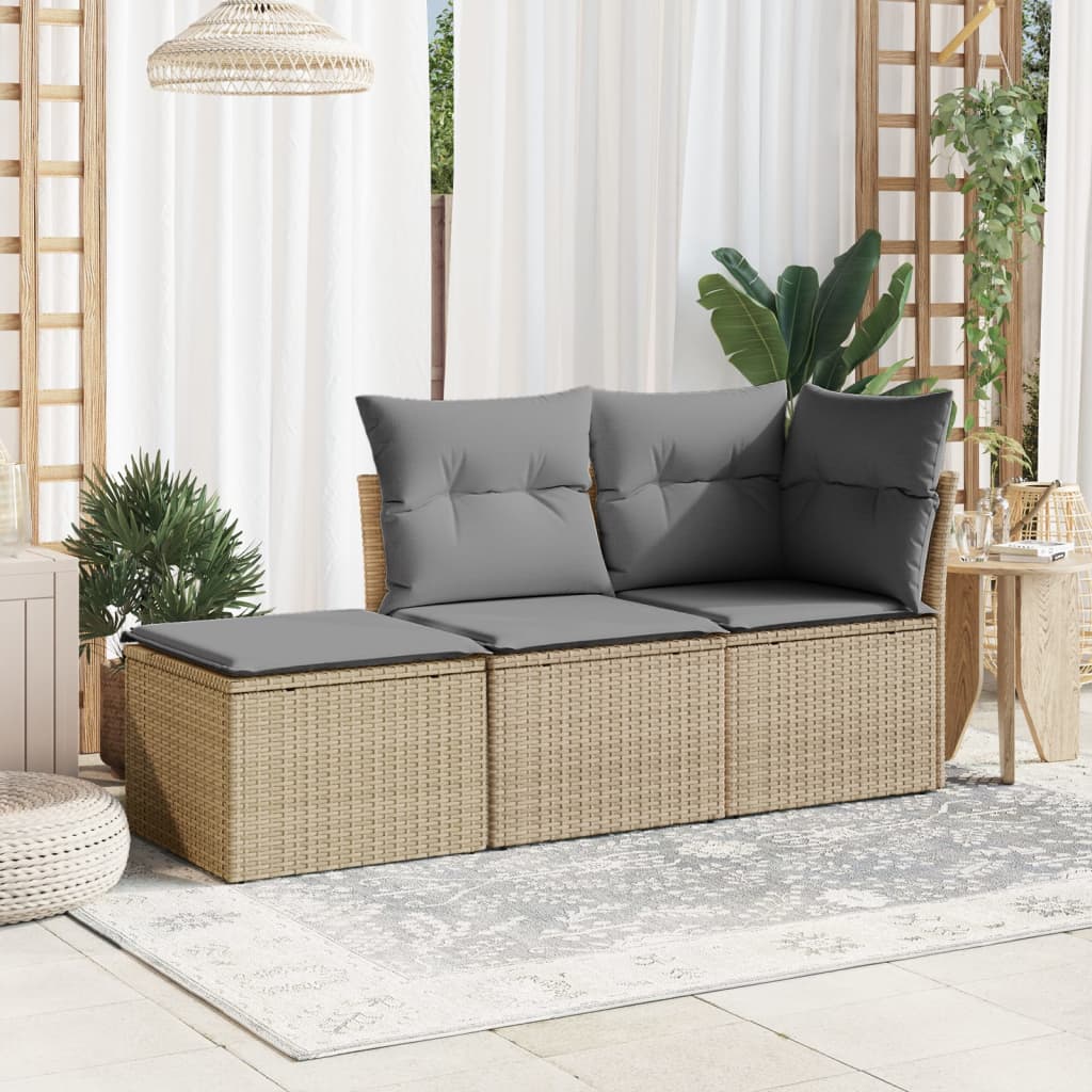 Sgabello Giardino con Cuscino Beige 55x55x37 cm in Polyrattan - homemem39