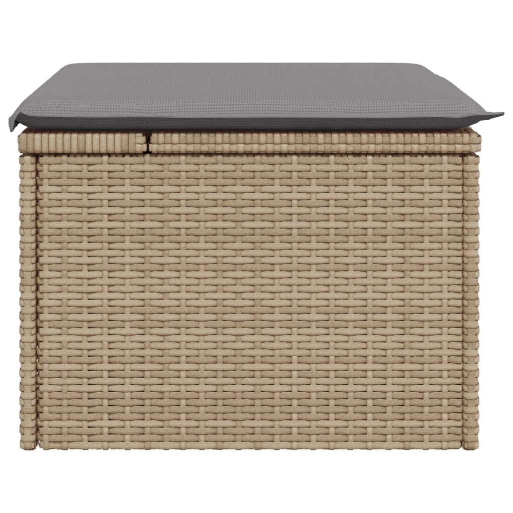 Sgabello Giardino con Cuscino Beige 55x55x37 cm in Polyrattan - homemem39