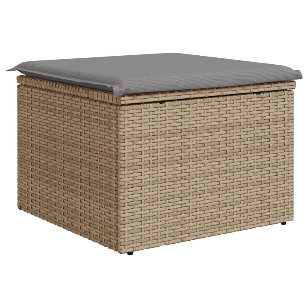 Sgabello Giardino con Cuscino Beige 55x55x37 cm in Polyrattan - homemem39