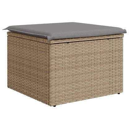 Sgabello Giardino con Cuscino Beige 55x55x37 cm in Polyrattan - homemem39