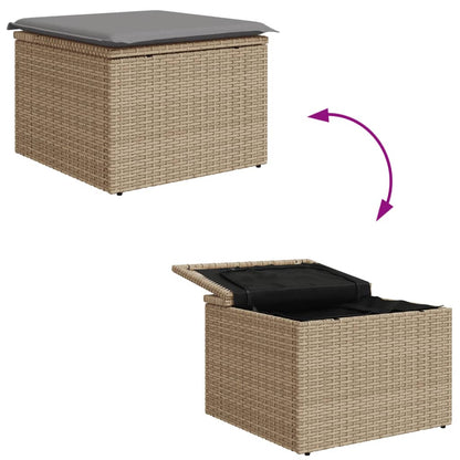 Sgabello Giardino con Cuscino Beige 55x55x37 cm in Polyrattan - homemem39