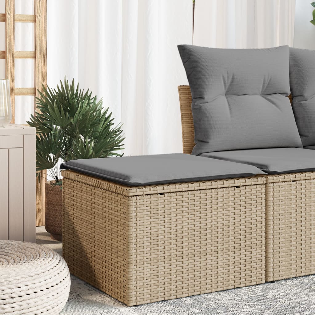 Sgabello Giardino con Cuscino Beige 55x55x37 cm in Polyrattan | homemem39