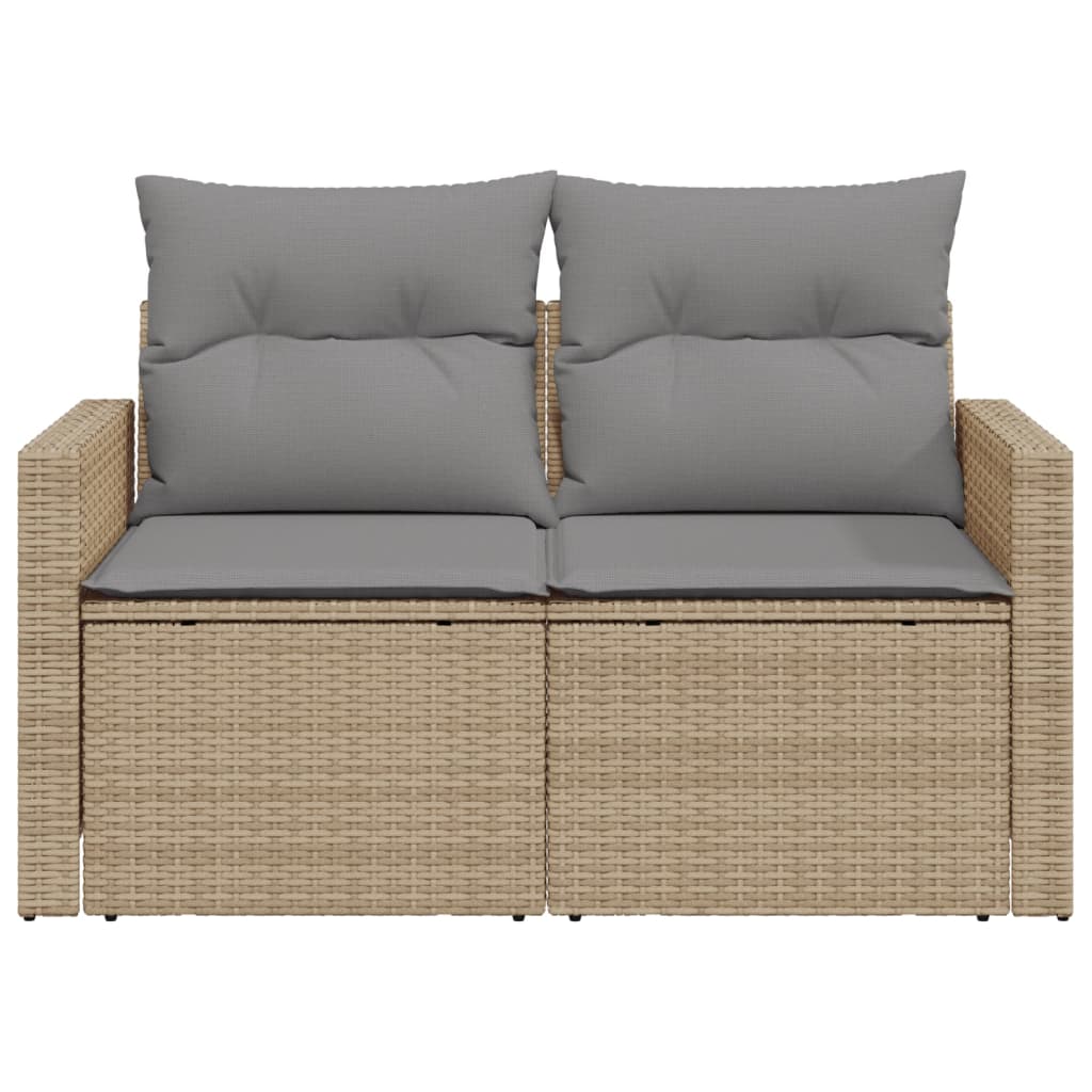 Divano da Giardino con Cuscini a 2 Posti Beige in Polyrattan - homemem39