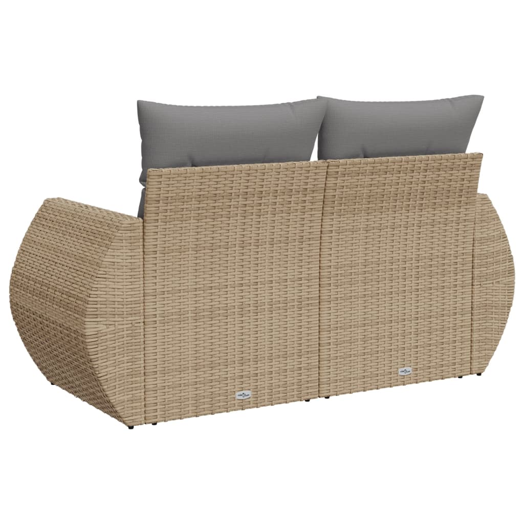 Divano da Giardino con Cuscini a 2 Posti Beige in Polyrattan | homemem39