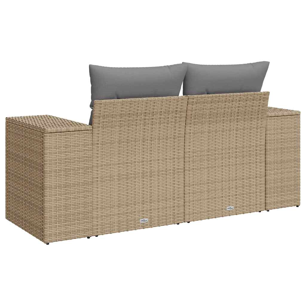 Divano da Giardino con Cuscini a 2 Posti Beige in Polyrattan - homemem39