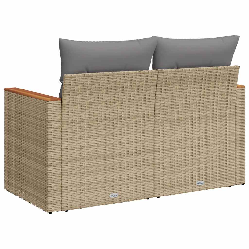 Divano da Giardino con Cuscini a 2 Posti Beige in Polyrattan - homemem39
