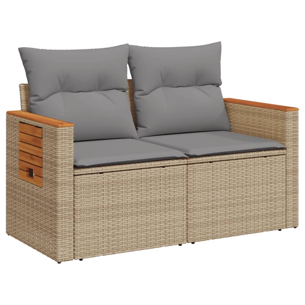 Divano da Giardino con Cuscini a 2 Posti Beige in Polyrattan - homemem39