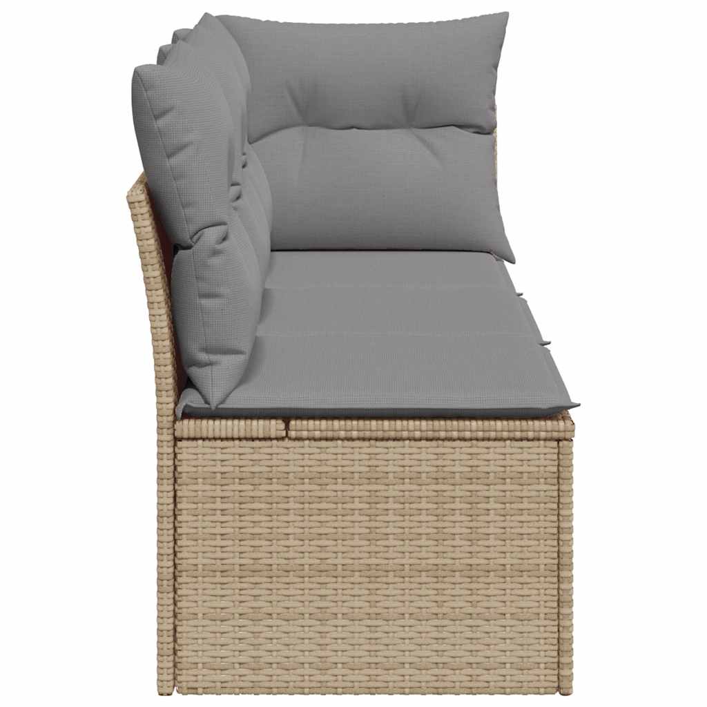 Divano da Giardino con Cuscini a 3 Posti Beige in Polyrattan - homemem39