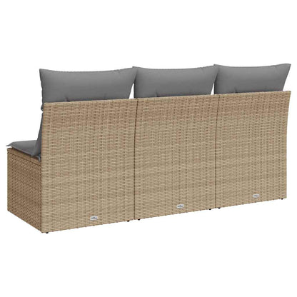 Divano da Giardino con Cuscini a 3 Posti Beige in Polyrattan - homemem39