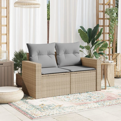 Divano da Giardino con Cuscini a 2 Posti Beige in Polyrattan | homemem39