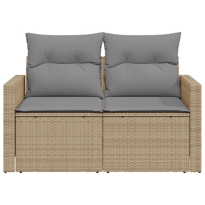 Divano da Giardino con Cuscini a 2 Posti Beige in Polyrattan - homemem39