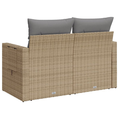 Divano da Giardino con Cuscini a 2 Posti Beige in Polyrattan - homemem39