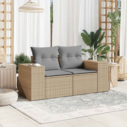 Divano da Giardino con Cuscini a 2 Posti Beige in Polyrattan - homemem39
