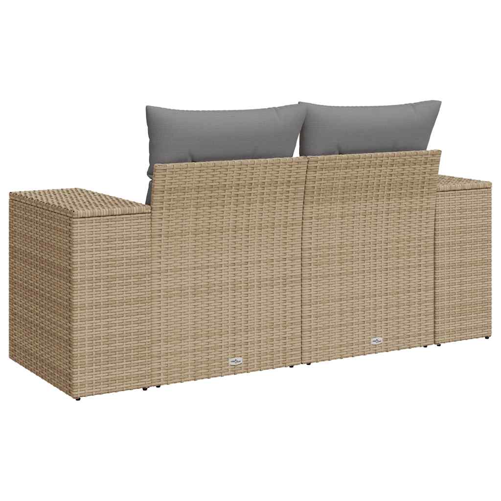 Divano da Giardino con Cuscini a 2 Posti Beige in Polyrattan - homemem39