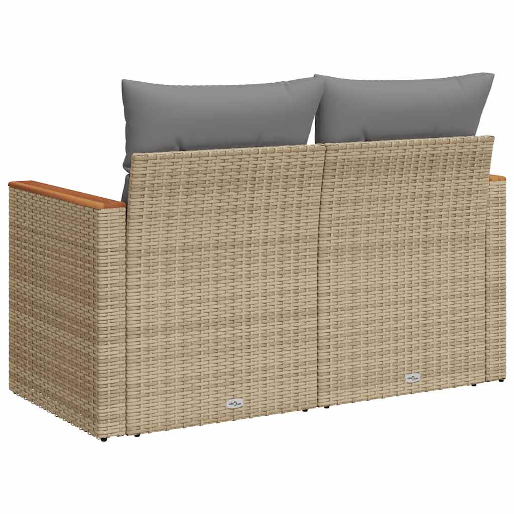 Divano da Giardino con Cuscini a 2 Posti Beige in Polyrattan - homemem39