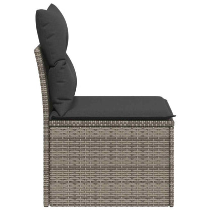 Divano Giardino Senza Braccioli con Cuscini Grigio Polyrattan - homemem39