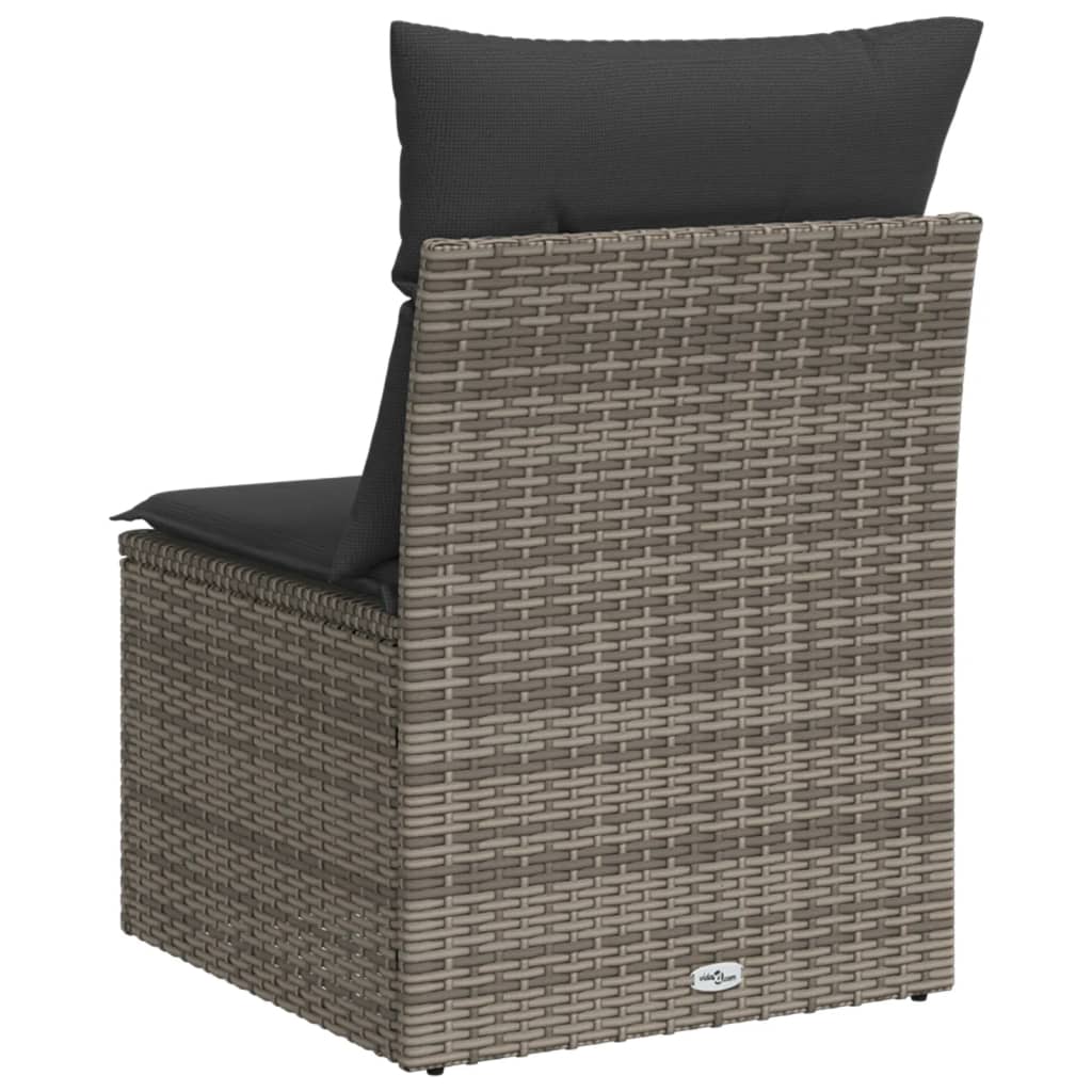 Divano Giardino Senza Braccioli con Cuscini Grigio Polyrattan - homemem39