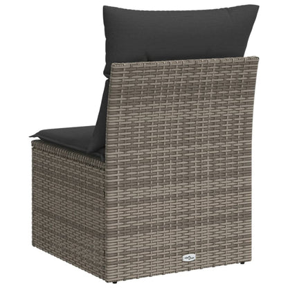 Divano Giardino Senza Braccioli con Cuscini Grigio Polyrattan - homemem39