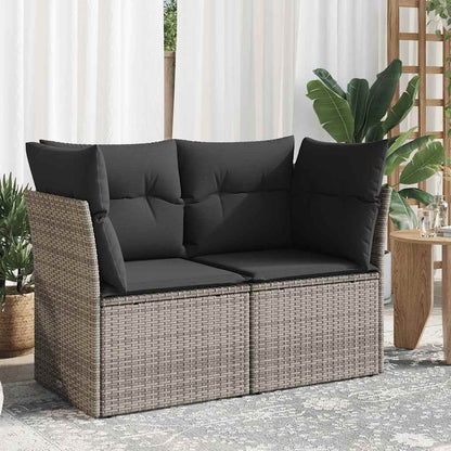 Divano da Giardino con Cuscini 2 Posti Grigio in Polyrattan - homemem39