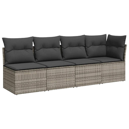 Divano da Giardino con Cuscini 4 Posti Grigio in Polyrattan | homemem39