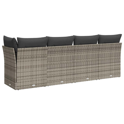 Divano da Giardino con Cuscini 4 Posti Grigio in Polyrattan | homemem39