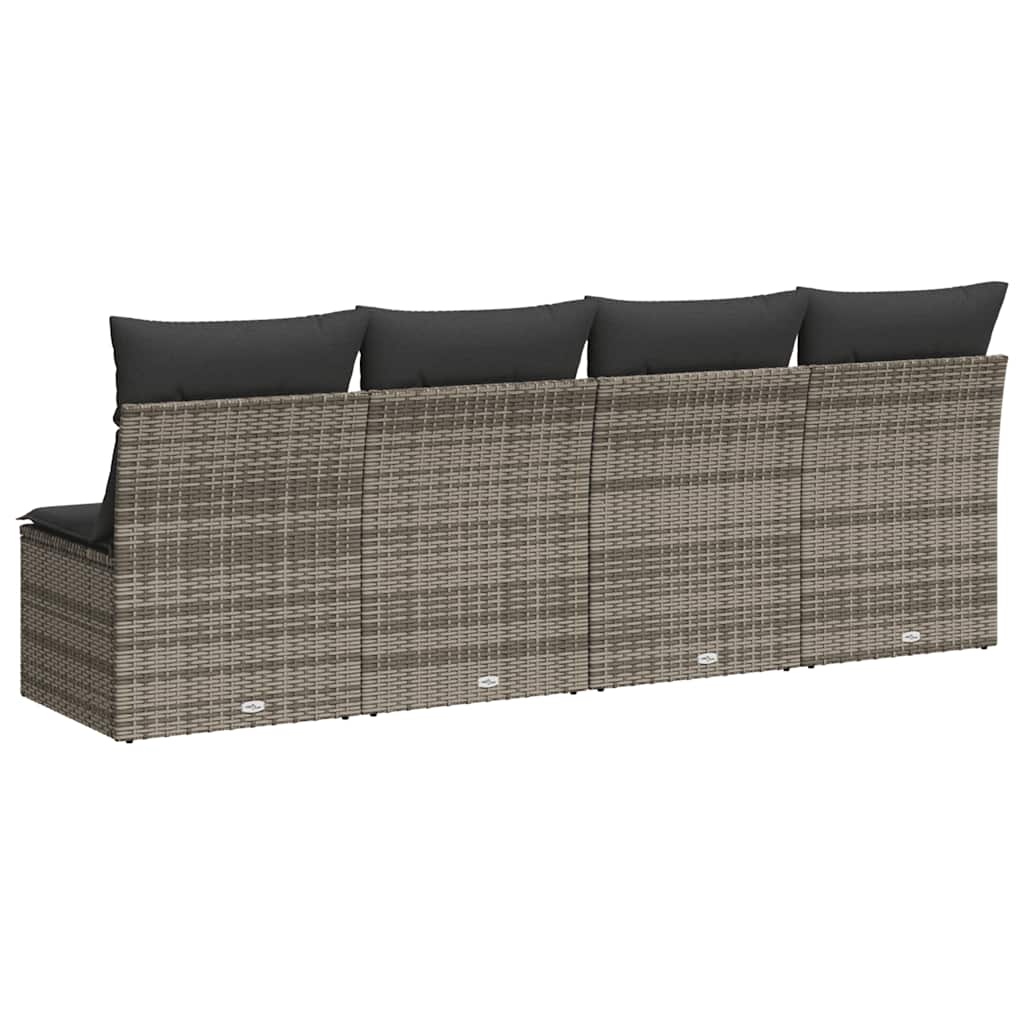 Divano da Giardino con Cuscini 4 Posti Grigio in Polyrattan | homemem39