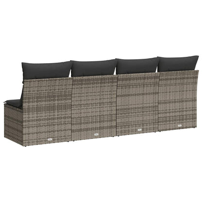 Divano da Giardino con Cuscini 4 Posti Grigio in Polyrattan | homemem39