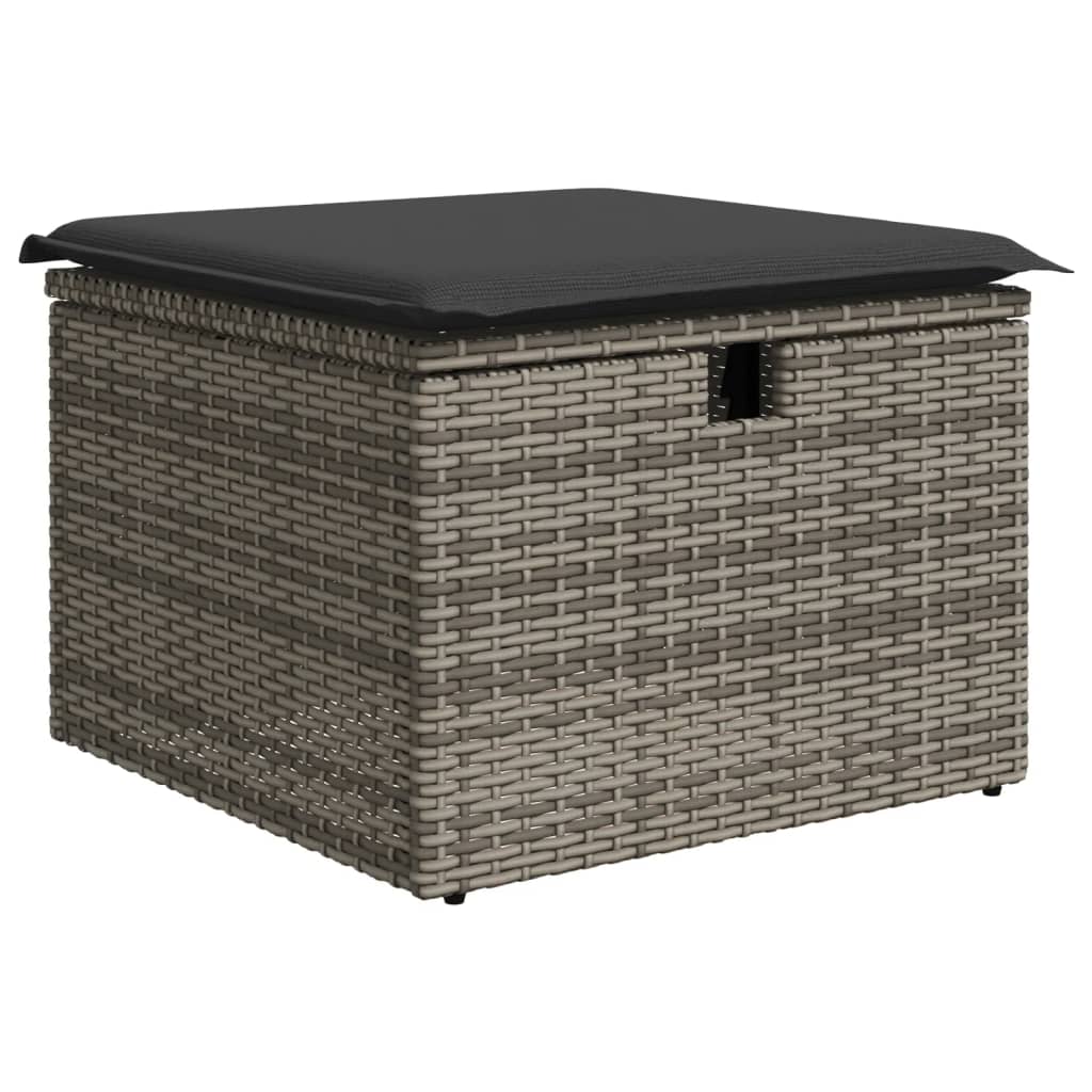 Sgabello Giardino con Cuscino Grigio 55x55x37 cm in Polyrattan | homemem39