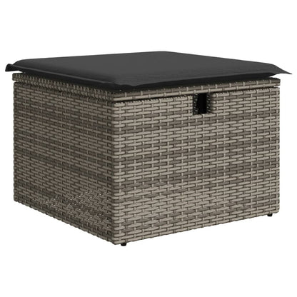 Sgabello Giardino con Cuscino Grigio 55x55x37 cm in Polyrattan | homemem39