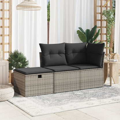 Sgabello Giardino con Cuscino Grigio 55x55x37 cm in Polyrattan | homemem39