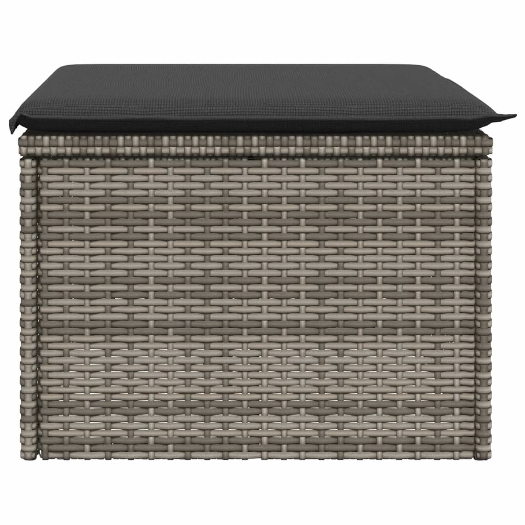 Sgabello Giardino con Cuscino Grigio 55x55x37 cm in Polyrattan | homemem39